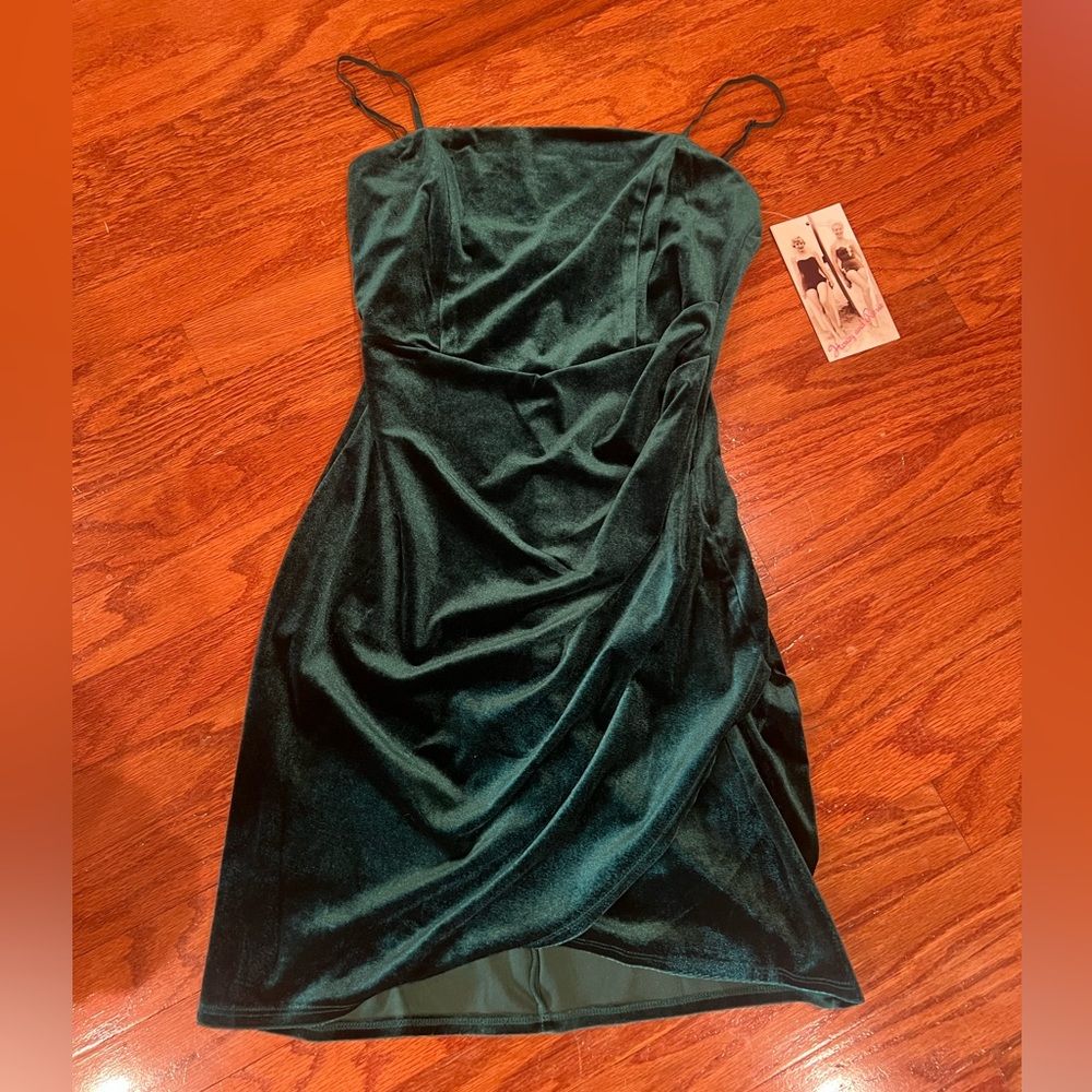 Green velvet dress